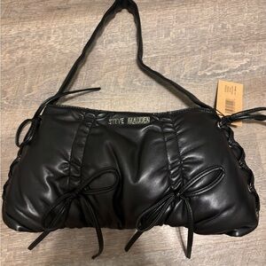 Steve Madden Black Quilted Bow Accent Shoulder Bag
